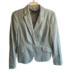Talbots Women's Sz 8 Mint Velvet Velour One Button Satin Paisley Lined Blazer
